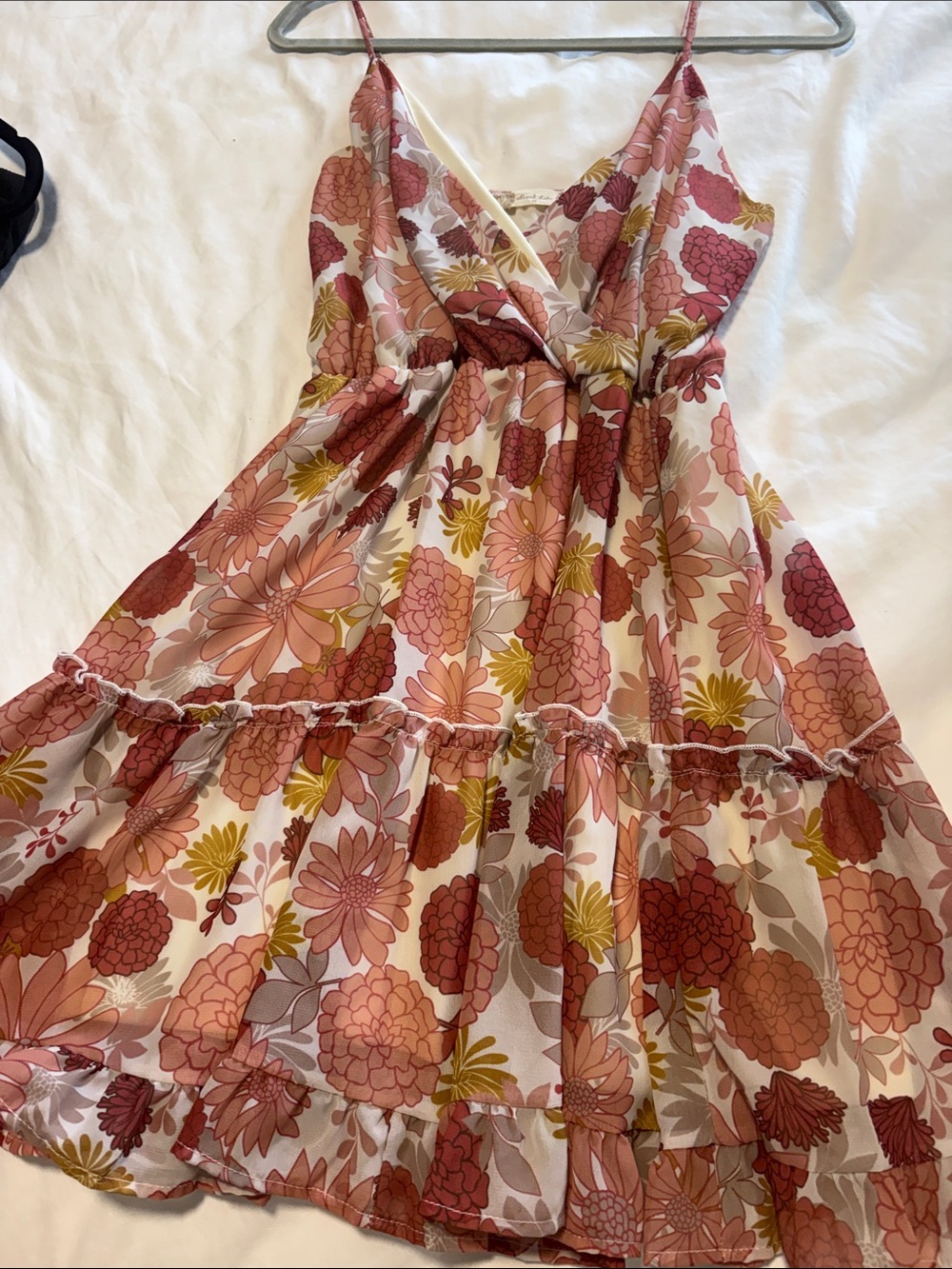 Altar'd State Rose Multi Floral Wrap-Style Mini Dress